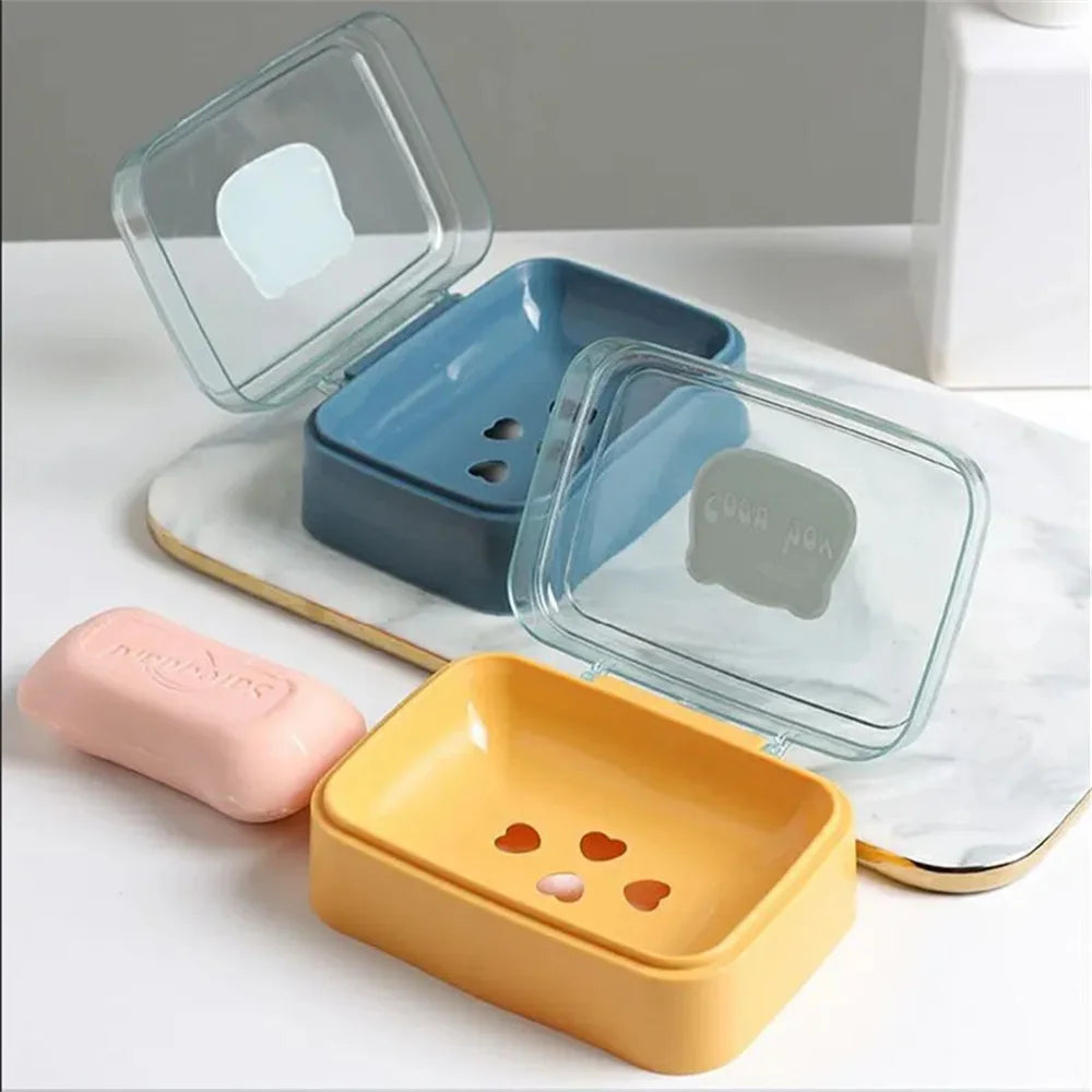 Bathroom Soap Dish with Lid Home Plastic Soap Box Keeps Soap Dry Soap Dish Travel Portable Soap Tray Dish Storage Soap Container