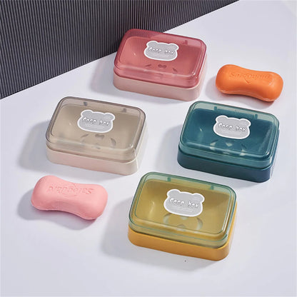 Bathroom Soap Dish with Lid Home Plastic Soap Box Keeps Soap Dry Soap Dish Travel Portable Soap Tray Dish Storage Soap Container