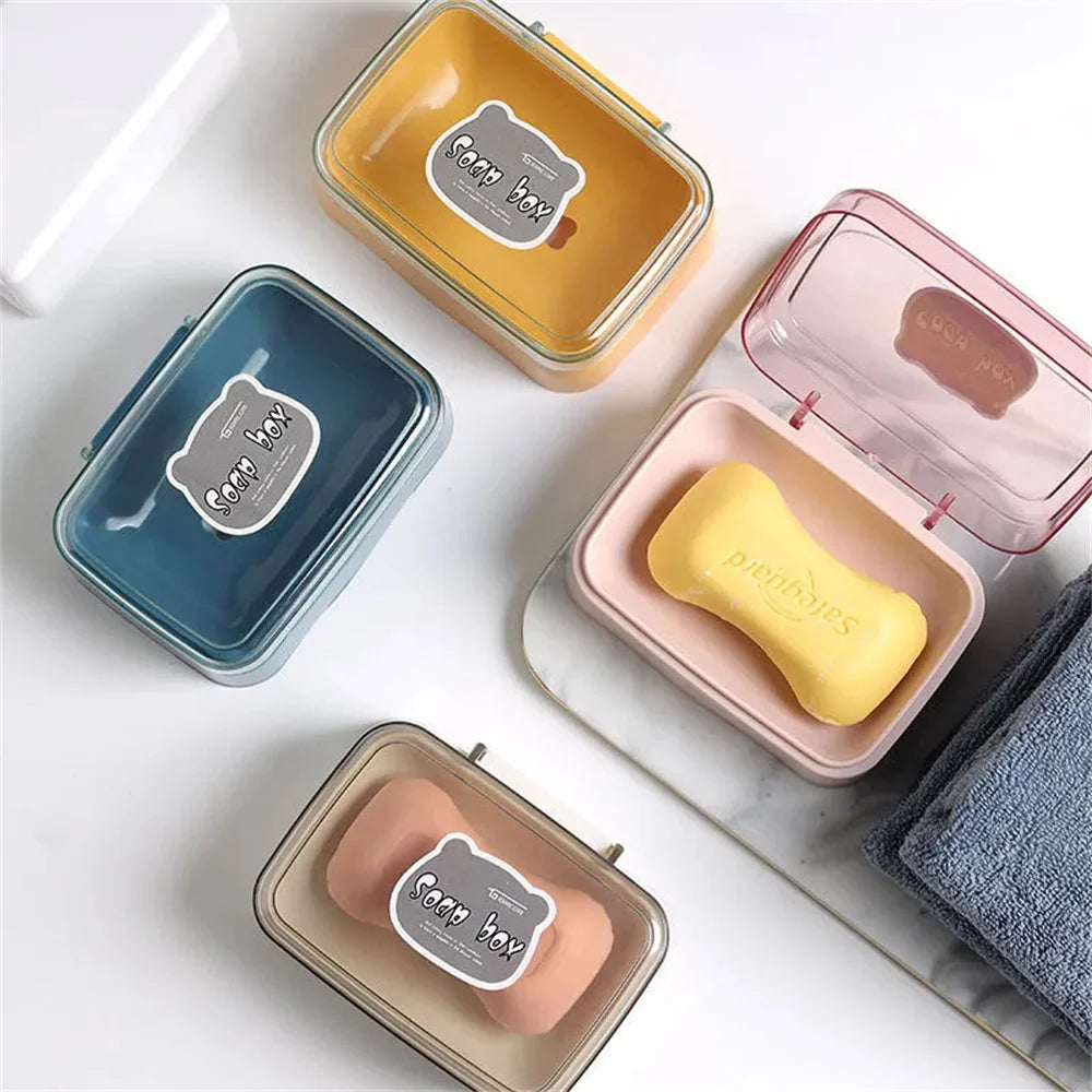 Bathroom Soap Dish with Lid Home Plastic Soap Box Keeps Soap Dry Soap Dish Travel Portable Soap Tray Dish Storage Soap Container