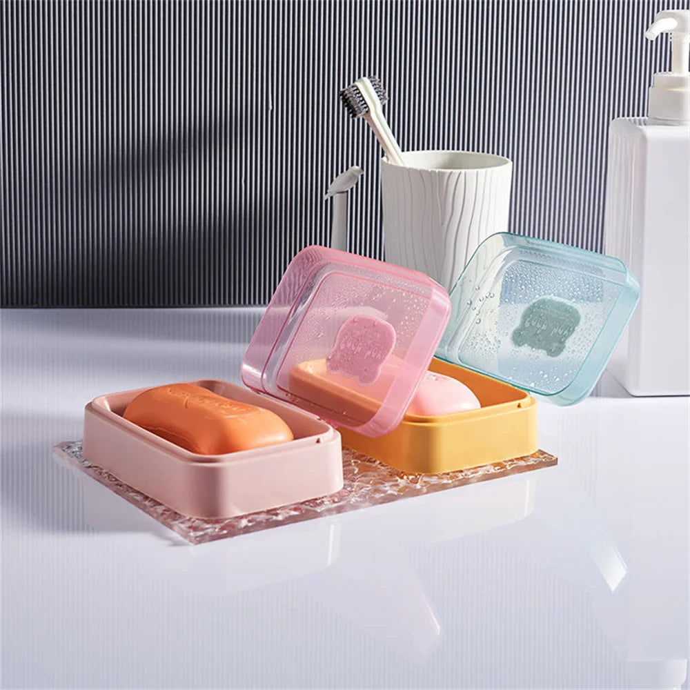 Bathroom Soap Dish with Lid Home Plastic Soap Box Keeps Soap Dry Soap Dish Travel Portable Soap Tray Dish Storage Soap Container