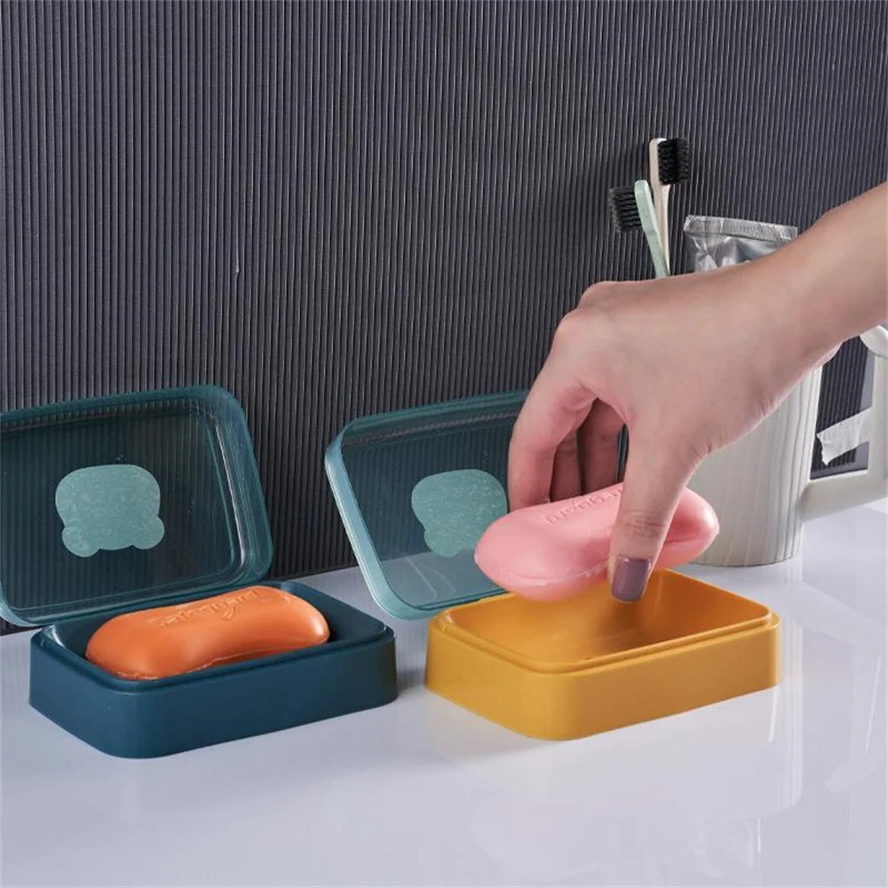 Bathroom Soap Dish with Lid Home Plastic Soap Box Keeps Soap Dry Soap Dish Travel Portable Soap Tray Dish Storage Soap Container