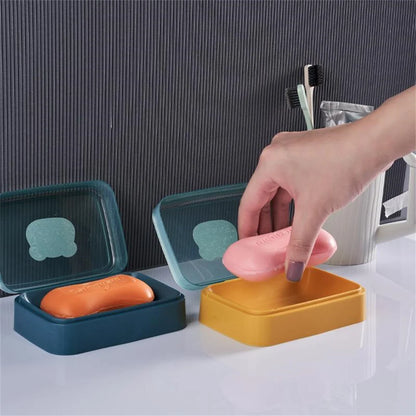 Bathroom Soap Dish with Lid Home Plastic Soap Box Keeps Soap Dry Soap Dish Travel Portable Soap Tray Dish Storage Soap Container